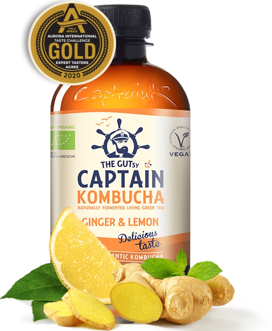 Captain Bio Kombucha Ginger & Lemon (3 Stück) - 400ml